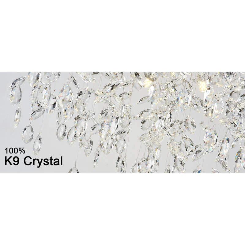 Tree Branch Crystal Chandelier Lighting, 10, 15.7" H x 31.5" W x 31.5" D, Silver/White