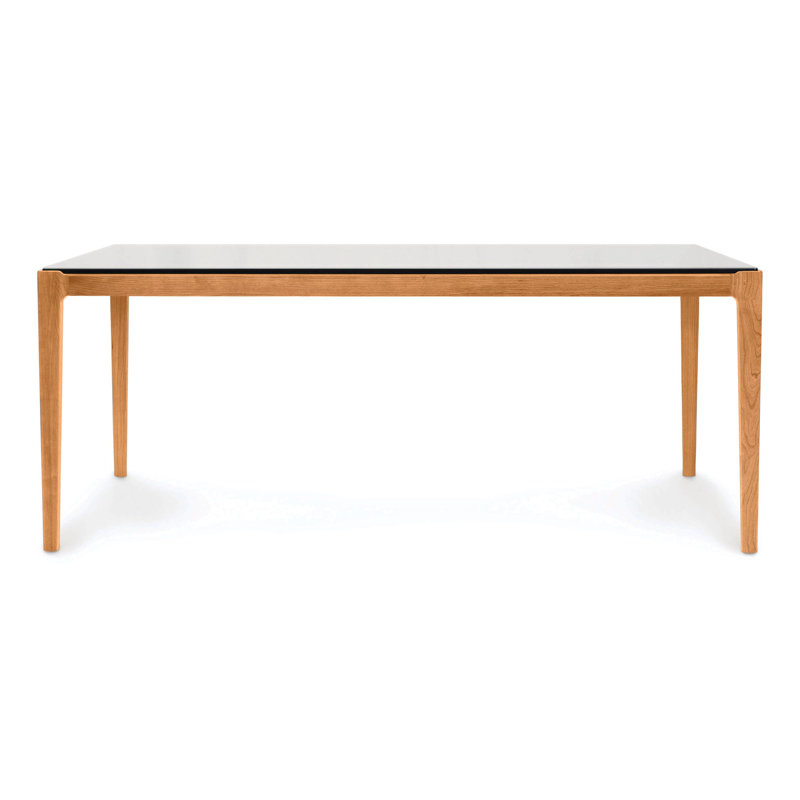 Lisse Dining - Glass Top Table, Saddle Cherry, 29.5" H x 85" L x 49" W