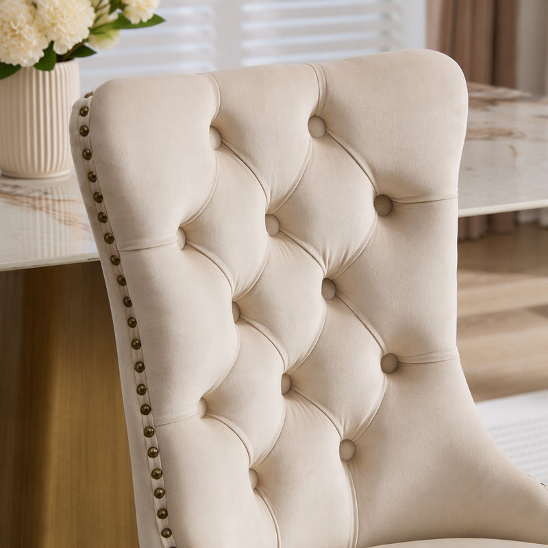 Chaises modernes avec anneau de traction tête de lion, Beige