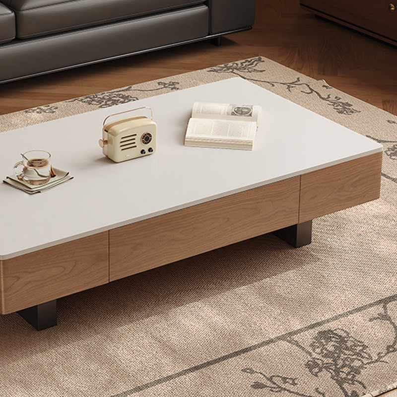 Table basse Vintage Rock, H 13,8 po x L 55,1 po x l 27,6 po, Blanc