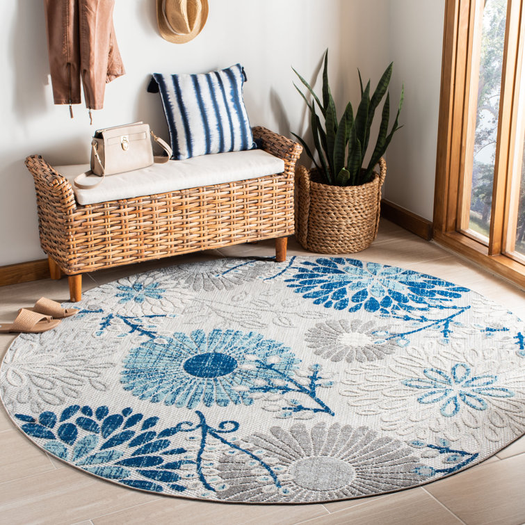 Kellems Indoor/Outdoor Grey/Royal Blue Rug