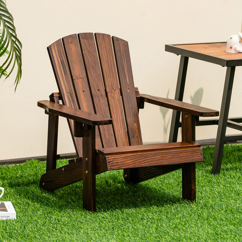 Ariadnee Solid Wood Kid's Adirondack Chair, Brown
