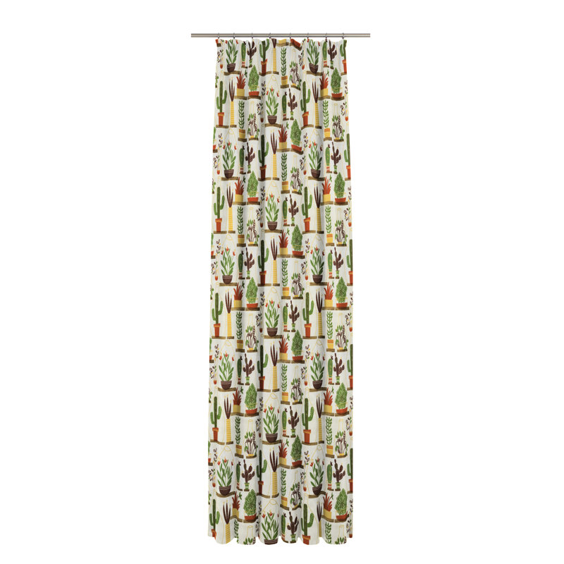 Dames Room Darkening Curtain Single Panel, 130cm Width x 245cm Drop, Cream/Green/Brown