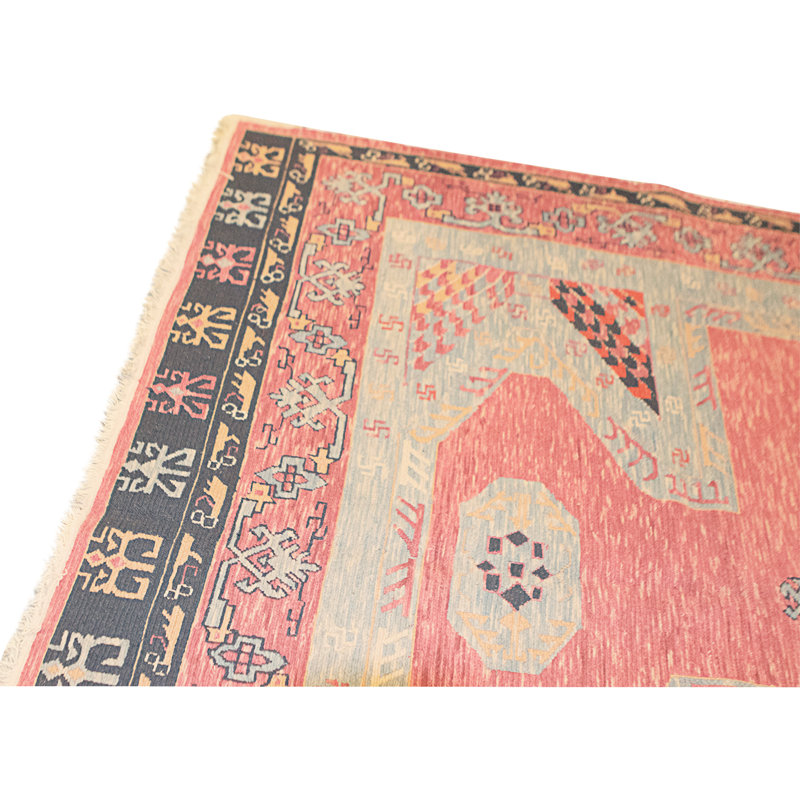 Hand Knotted Wool Area Rug in Red