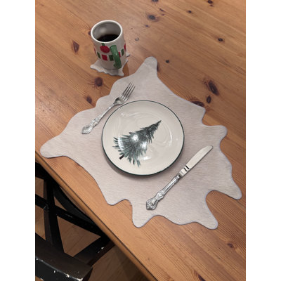 Real Cowhide Place Mat, White, 3 Place Mats