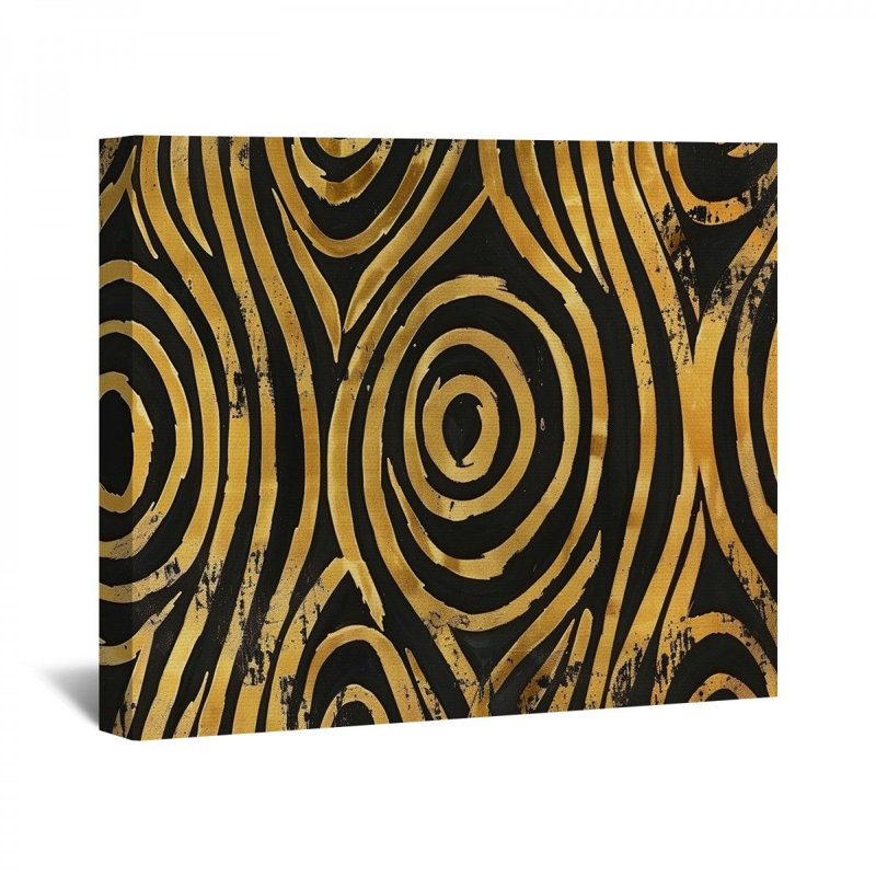 Spirales dorées sur toile, H 11 po x l 14 po