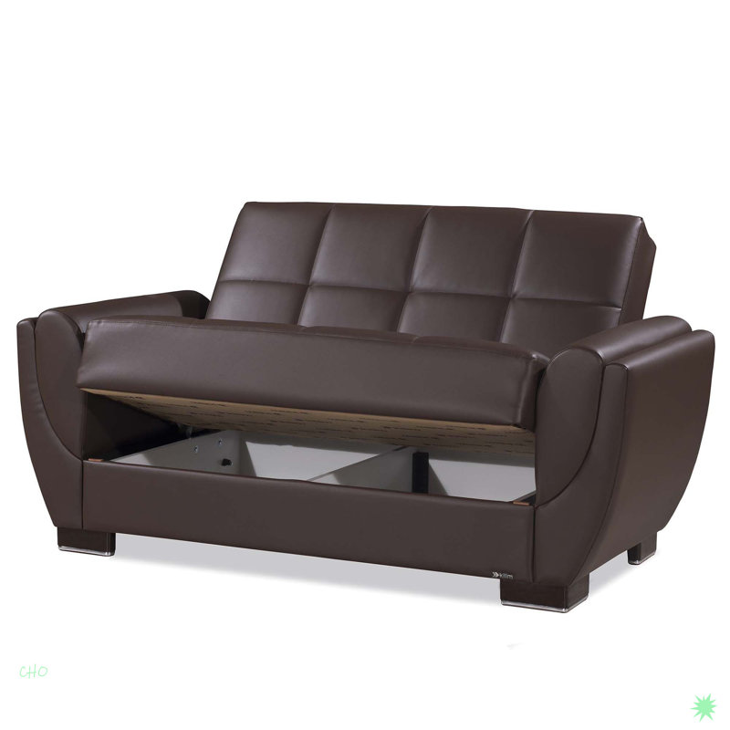 Causeuse convertible avec rangement Collection, PU, Brun