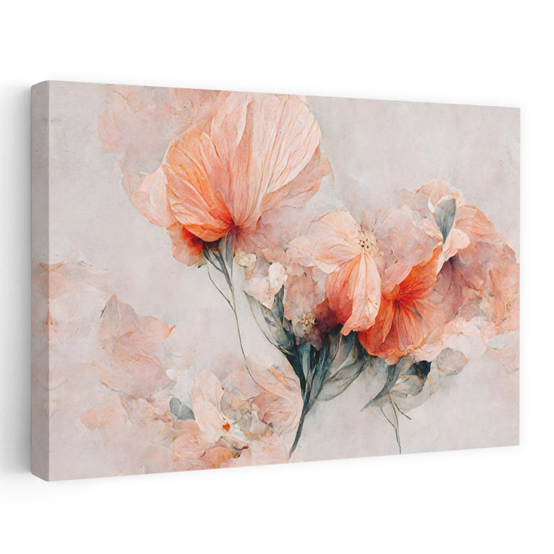 Art contemporain abstrait, délicat, fleur élégante, art naturel, H 24 po x l 36 po