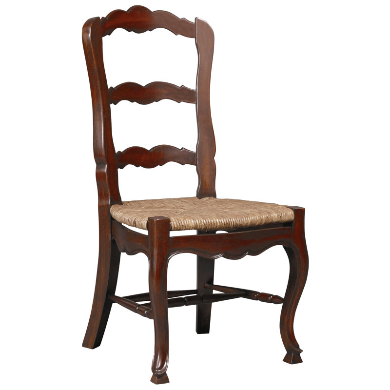 French Country 18'' H Mahogany Solid Wood Side Chair, Walnut Brown