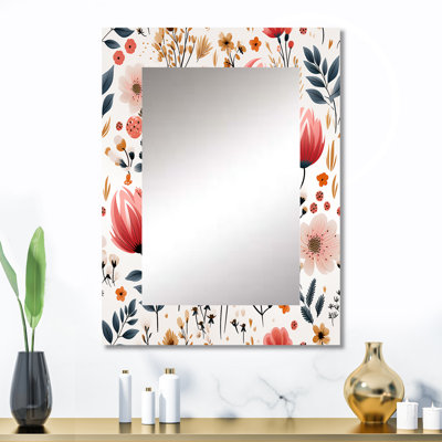 Motif floral de charme de jardin rustique rose - miroir floral, miroir mural floral unique, impression d'art en métal