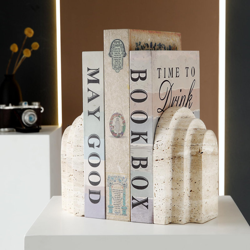 Natural Travertine Bookshelf Bookend Bracket