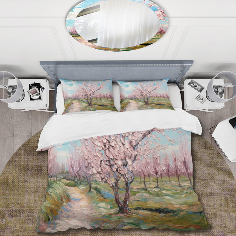 Cerisiers en fleurs Vangogh - Ensemble de housse de couette Vangogh - Microfibre de polyester