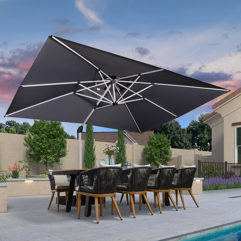 Sim 9.84' x 13.11' Rectangular Cantilever Umbrella (Must Purchase Base Separately), Gray