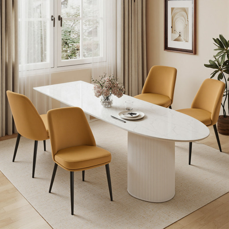 49Cm H Modern Velvet Upholstered Dining Chair for Kitchen/Dining Room, Yellow