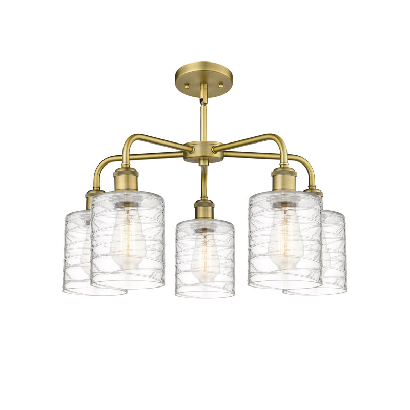 Lustre tambour 5 lumières Dublin, Laiton brossé