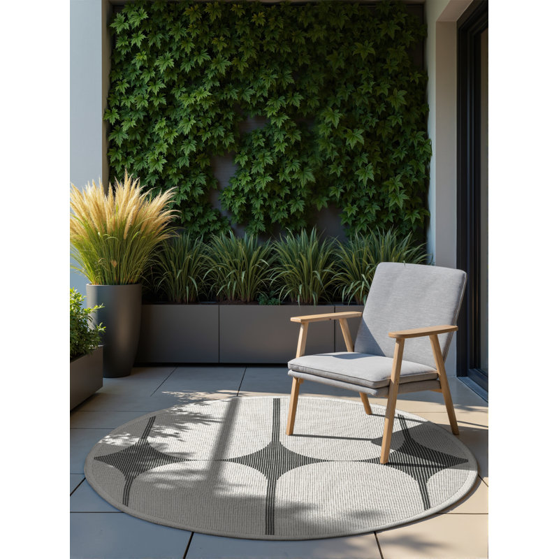 Bowen Indoor and Outdoor Rug Round by Hanse Home – Reversible Outdoor Rug, Flat Weave Weatherproof for Living Room, Balcony, Garden