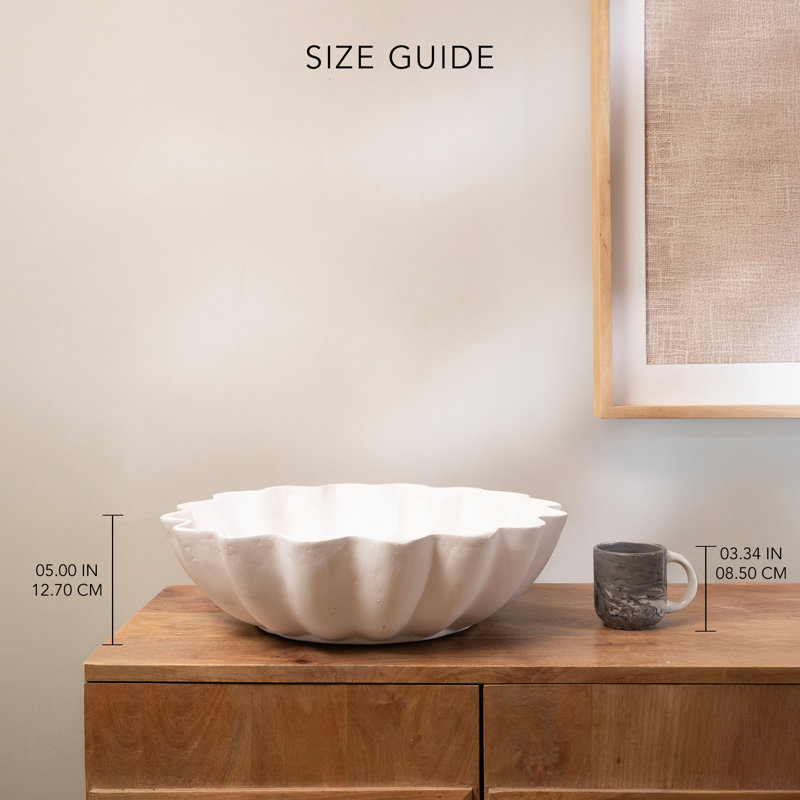 Dune Scalloped Ecomix Decorative Bowl, White