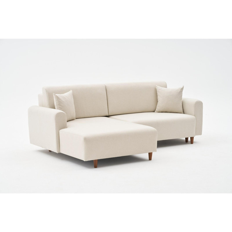 Alizay 3 Seater Sofa & Chaise, Cream, Right Hand Facing, 103cm H x 160cm W x 98cm D