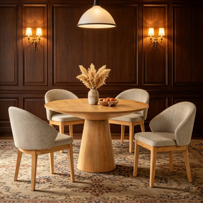 5-Piece Rubberwood Upholstered Dining Set
