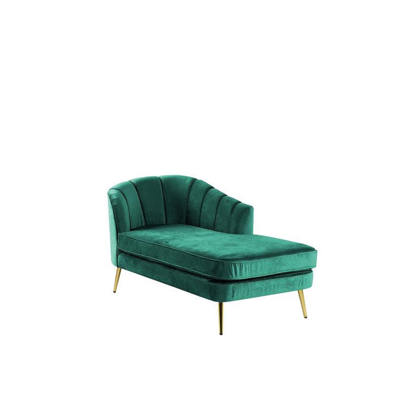 Baskerville Velvet Chaise Lounge, Emerald Green