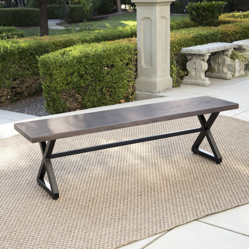 Banc de salle à manger en aluminium brun avec structure en acier, Brun