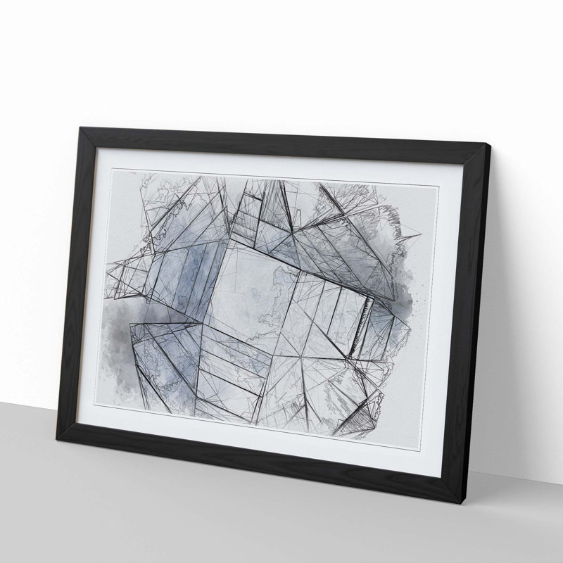 Architecture Sketch Vol.15 in Abstract - Picture Frame Drawing Print, Black Framed, 48cm H x 65cm W x 2cm D
