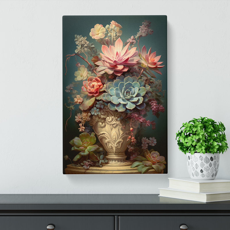 Succulent Victorian - Wrapped Canvas, 60cm H x 40cm W x 3cm D