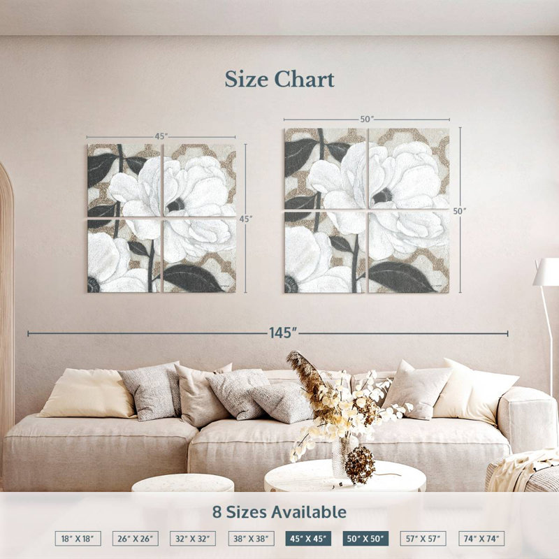 Harnek White Petals, 50'' H x 50'' W