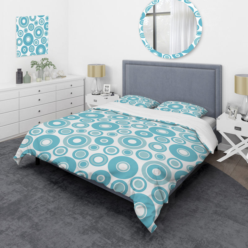 Ensemble de housse de couette en microfibre bleu 3 pièces, Housse de couette pour grand lit et 2 taies décor