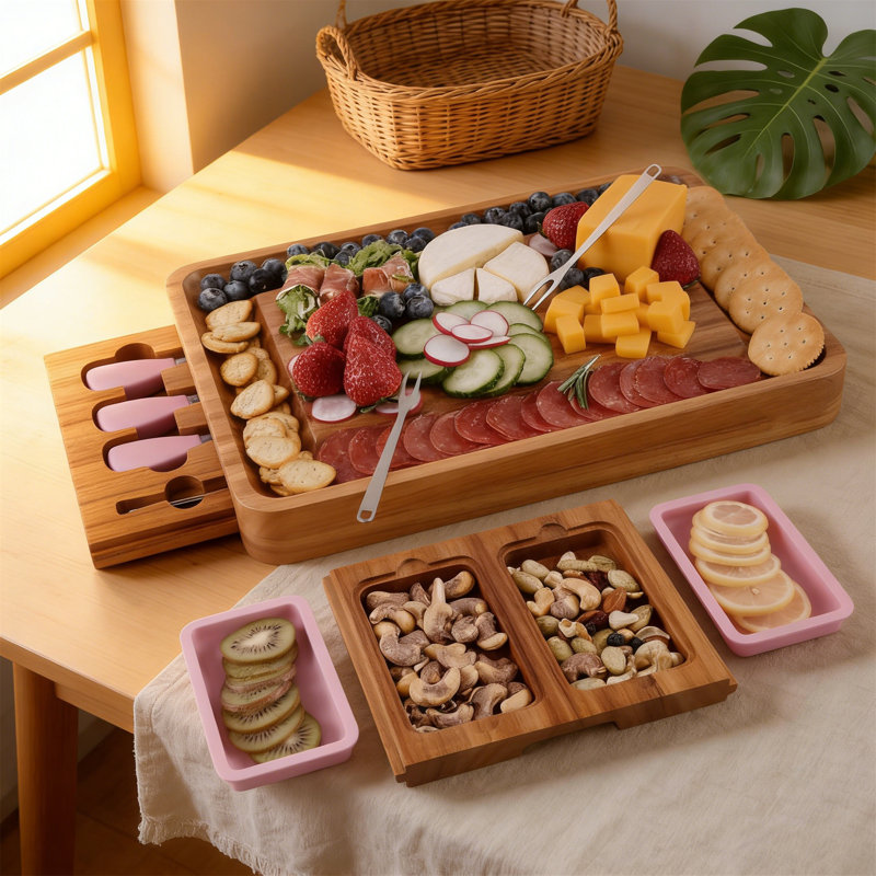Cheese Board Set With Marble Slate & Snack Trays – Ideal For Entertaining & Gifting