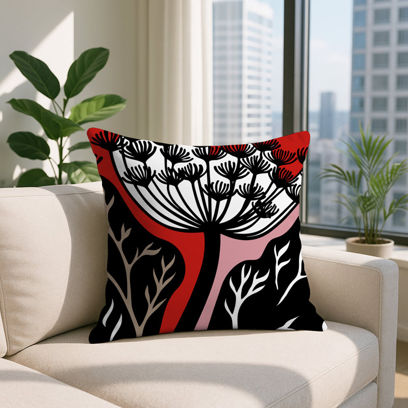 Oreiller carré réversible intérieur / extérieur Alimi, Carré 15 po, Rouge