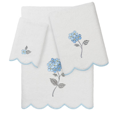  100% Turkish Cotton HYDEA Scallop 2PC Embellished Fingertip Towel Set