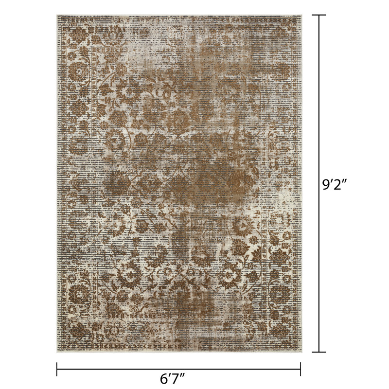 Tapis beige en polypropylène tissé à la main Raashid, Rectangle 6 pi 7 po x 9 pi 2 po
