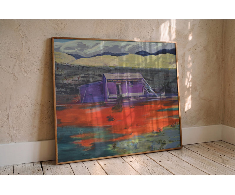 Purple House Red Water Print by Other Artist, 24 × 16, Framed Canvas, White