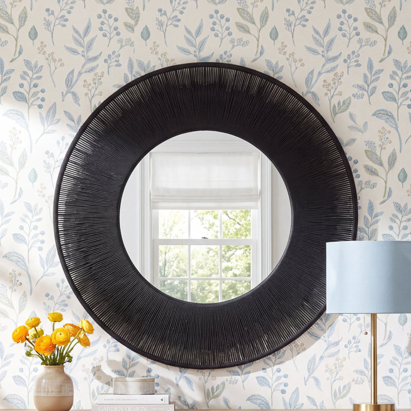 Carlen Rope Round Wall Mirror, 51.25" x 51.25", Black