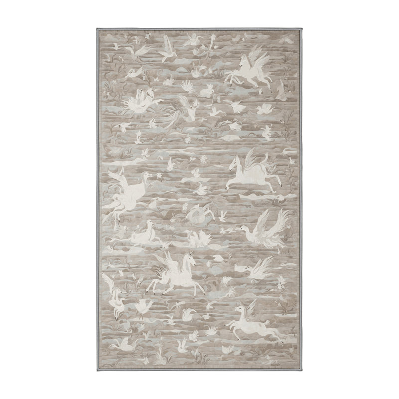 Tapis gris lavable à la machine, Rectangle 7 pi x 10 pi