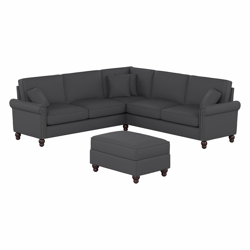 Fruzsina Upholstered L-Shaped Sectional Symmetrical, Charcoal Grey
