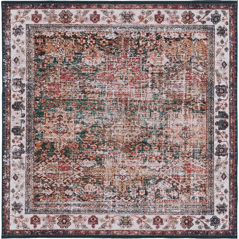 Pashen Performance Machine Washable Oriental Rug, Square 6'