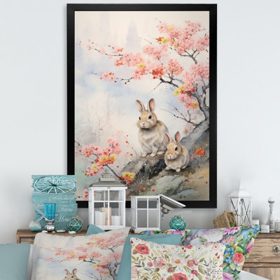 «Ulda Asian Art Rabbit Family», reproduction d'art sur toile