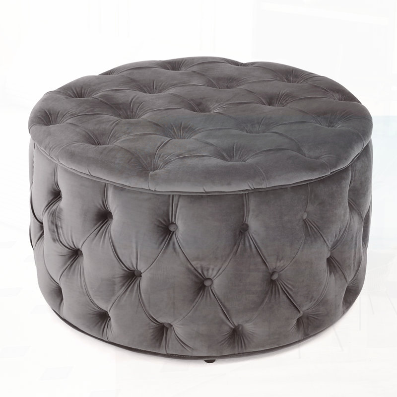 Stylish Multi-Use Tufted Ottoman for Home, Gray