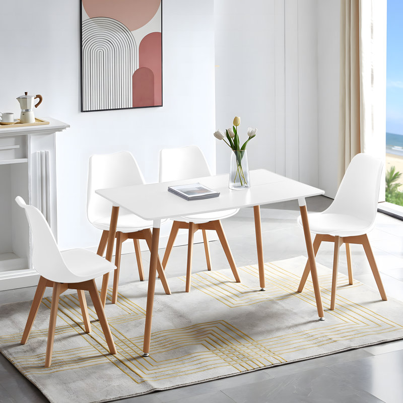 Nero 4 - Person Dining Set, White, White