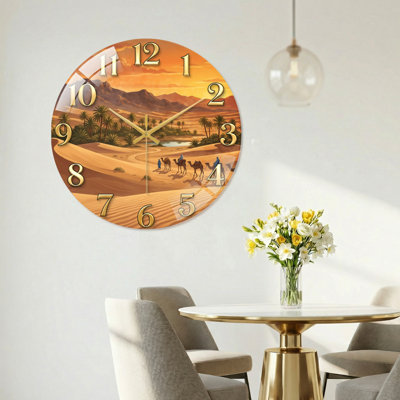 «Desert Landscape», horloge murale décorative moderne en verre 15,7 po