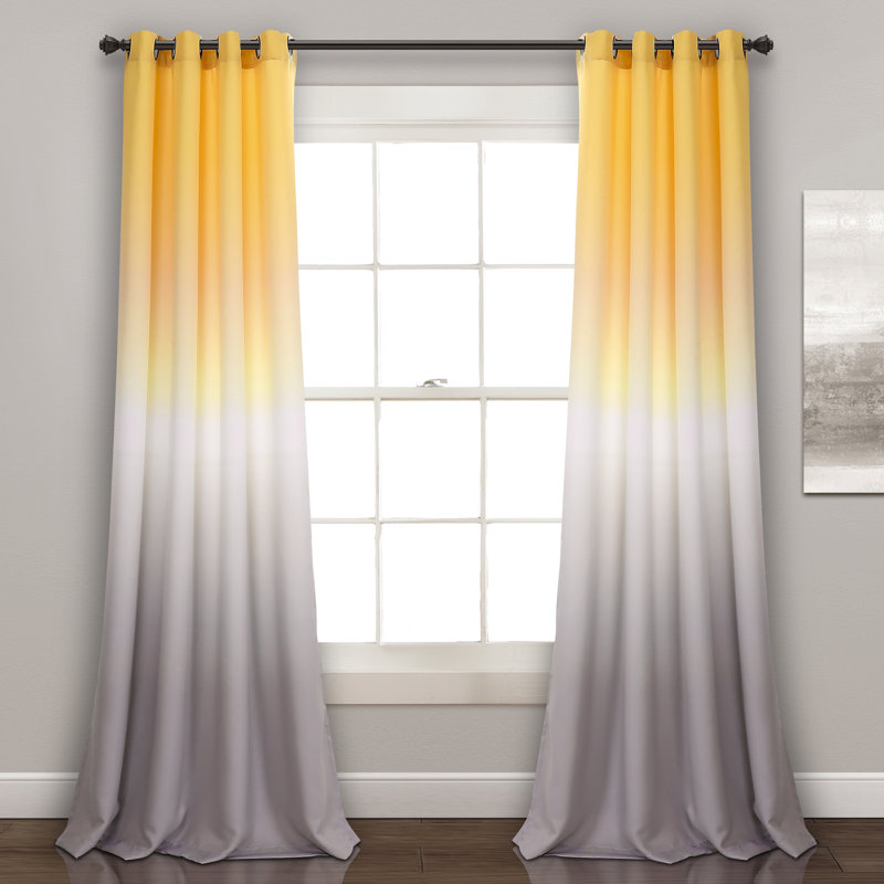 Umbre Fiesta Room Darkening Curtain Pair, 95" H x 52" W, Yellow