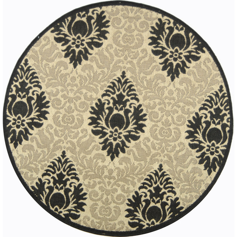 Arneshia Damask Sand/Black Area Rug