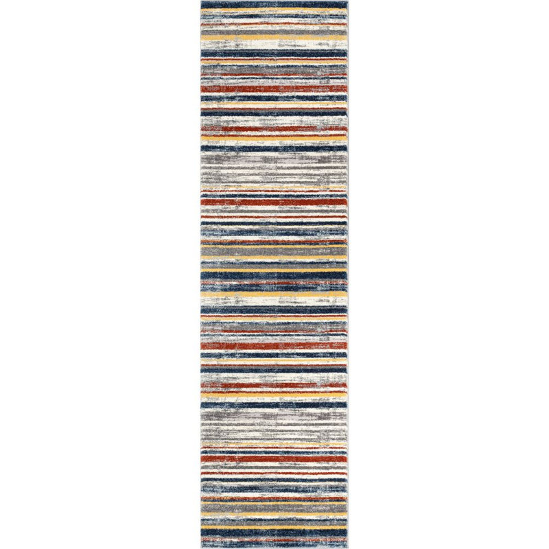 Leona Striped Synthetic Area Rug, Runner 80 x 300cm