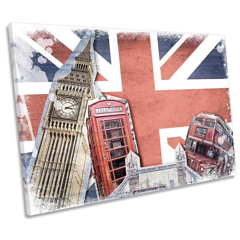 Union Jack Flag London - Wrapped Canvas Print, 30.5cm H x 45.7cm W