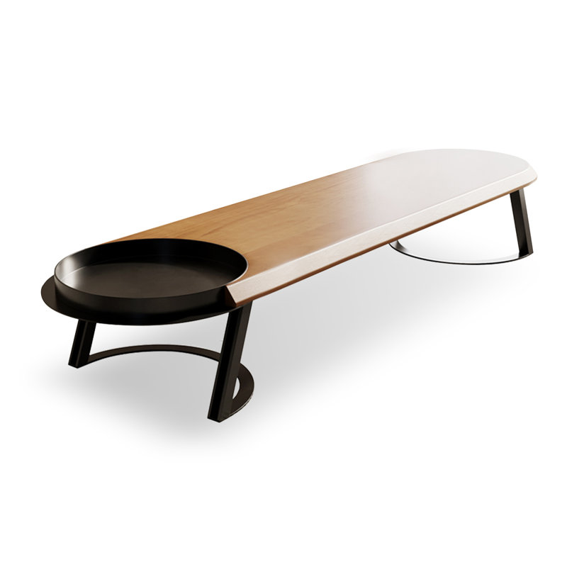 BROWN Oval Solid Wood Coffee Tables, 13.78" H x 78.74" L x 23.62" W