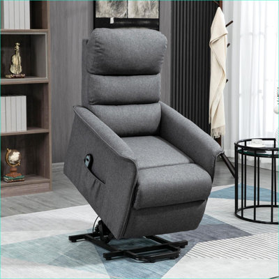Electric Power Lift Recliner Chair Seating for Elderly Adults, Fabric Lift Chair with Remote Control &amp; Side Pockets, Slate Gray for Living Room