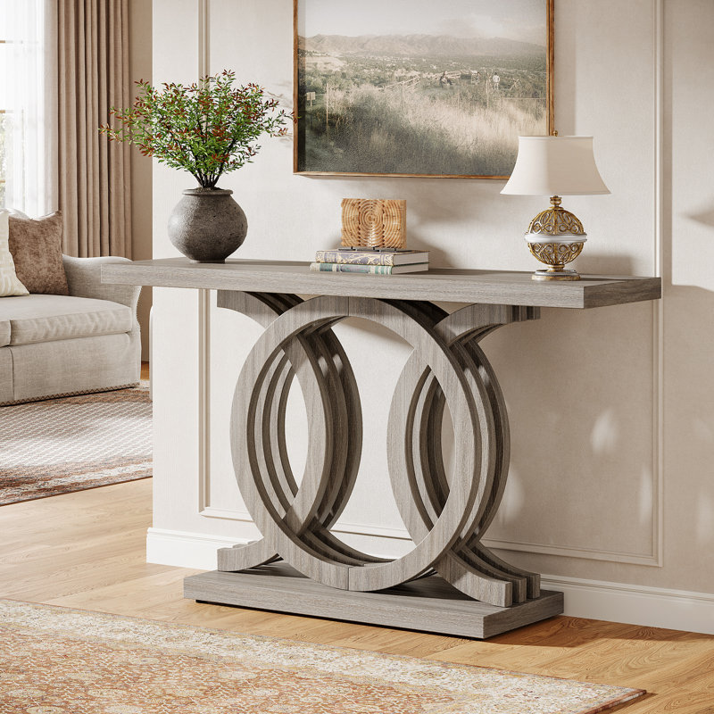 Console en bois 55 po pour vestibule, vestibule, Gris / Gris