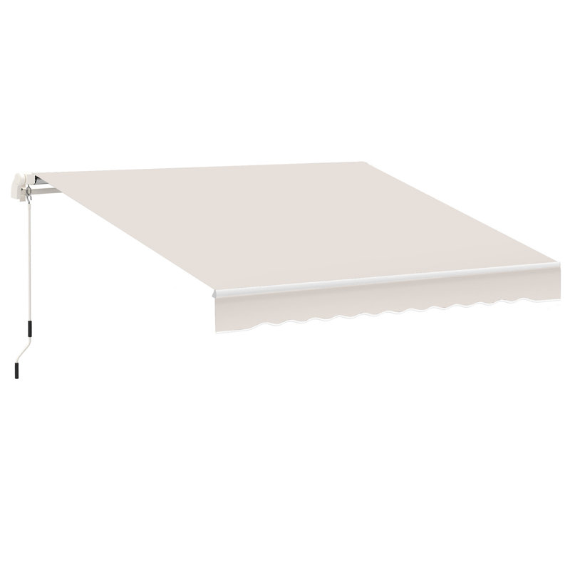 Patio Retractable Awning with Manual Crank, Exterior Sun Shade, Beige, 49.25" H x 78.75" W x 98.5" D